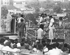 Indian Prime Minister Indira Gandhi addresses crowds at Independen- Old Photo