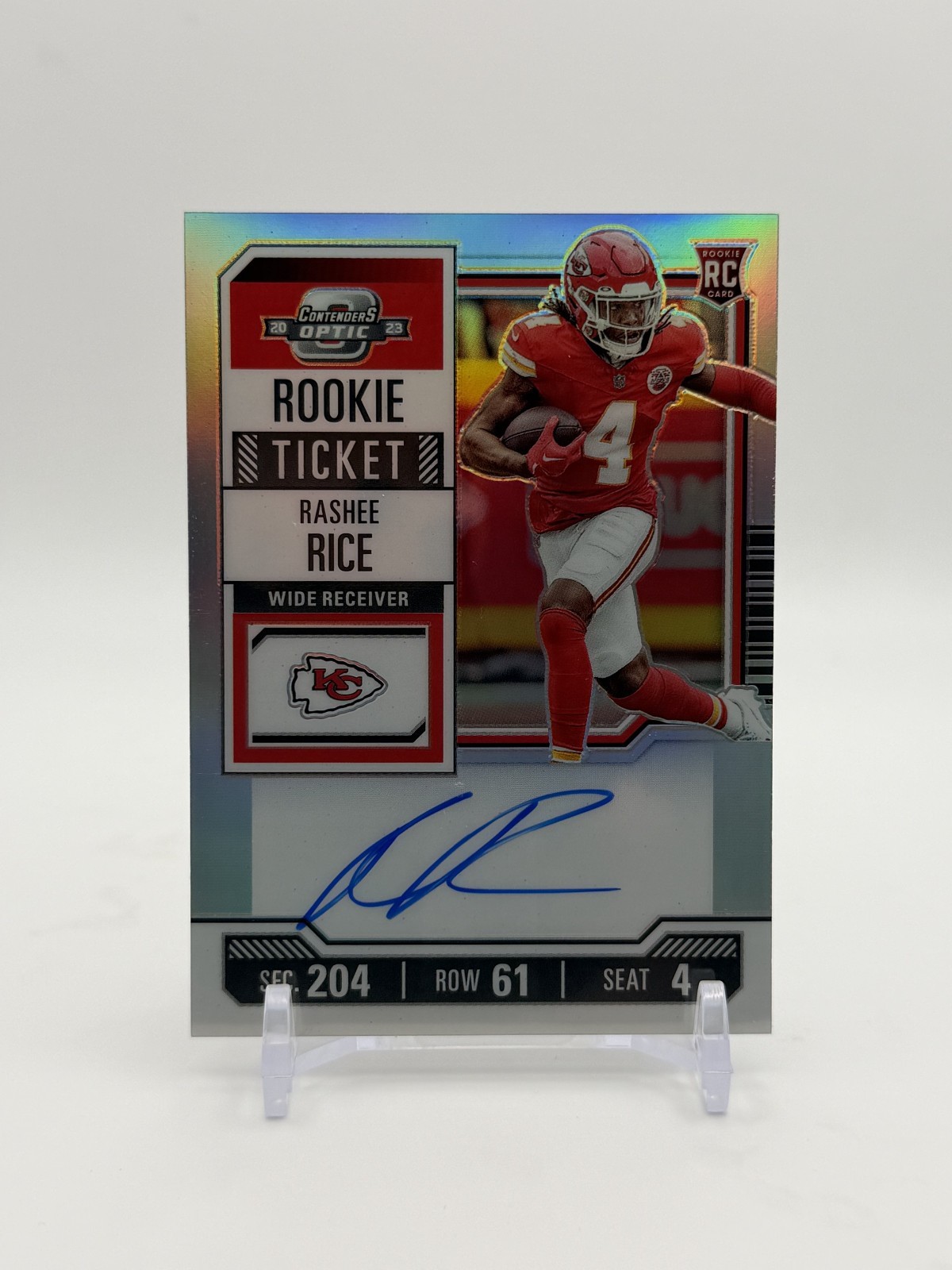 2023 Contenders Optic Rashee Rice Rookie Ticket Auto – Holo Silver – Chiefs RC