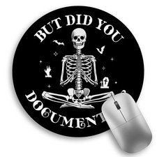 Funny Skull Skeleton Mouse Pad, Small Round Mouse Pads for Desk, Mini Travel Mou