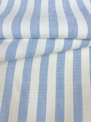 50 yds Serena & Lily Bengal Stripe Hydrangea Blue 100% Belgian Linen Fabric