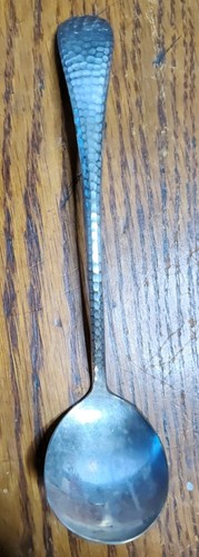 E & JB Silver Plate 5.5" Salt Spoon Hammered Pebble Patterned Handle - 第 1/7 張圖片