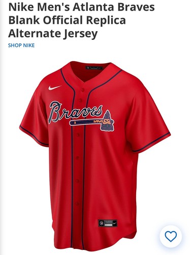 Men’s Medium Nike Atlanta Braves Blank Official Replica Alternate Jersey No Tags - Picture 2 of 12