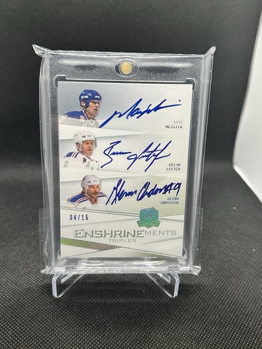 2009-10 UD The Cup Messier Leetch Anderson Enshrinements Triple Auto /15