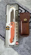 CAMILLUS REGENT Titanium Bonded 420 GFN Handles Folder W/ Leather Sheath New