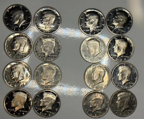 1971S (8ct) + 1972S (8ct) Kennedy Half Dollar Circulated Proof-Cameo