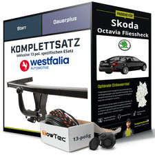 Für SKODA Octavia Fliessheck II Typ 1Z3 Anhängerkupplung starr +eSatz 13pol 04-