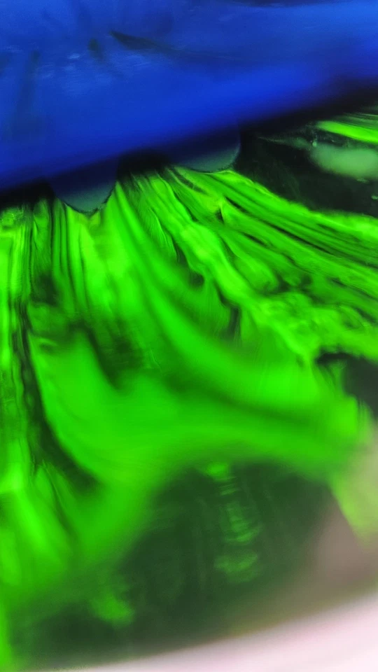 Exquisito cuenco geoda de vidrio artístico de Murano vintage pesado de 6,5" azul verde carcasa transparente Foto 3 de 4