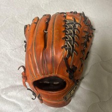 MIZUNO Pro Status Leather Rigid Baseball Glove Orange Open Back Used