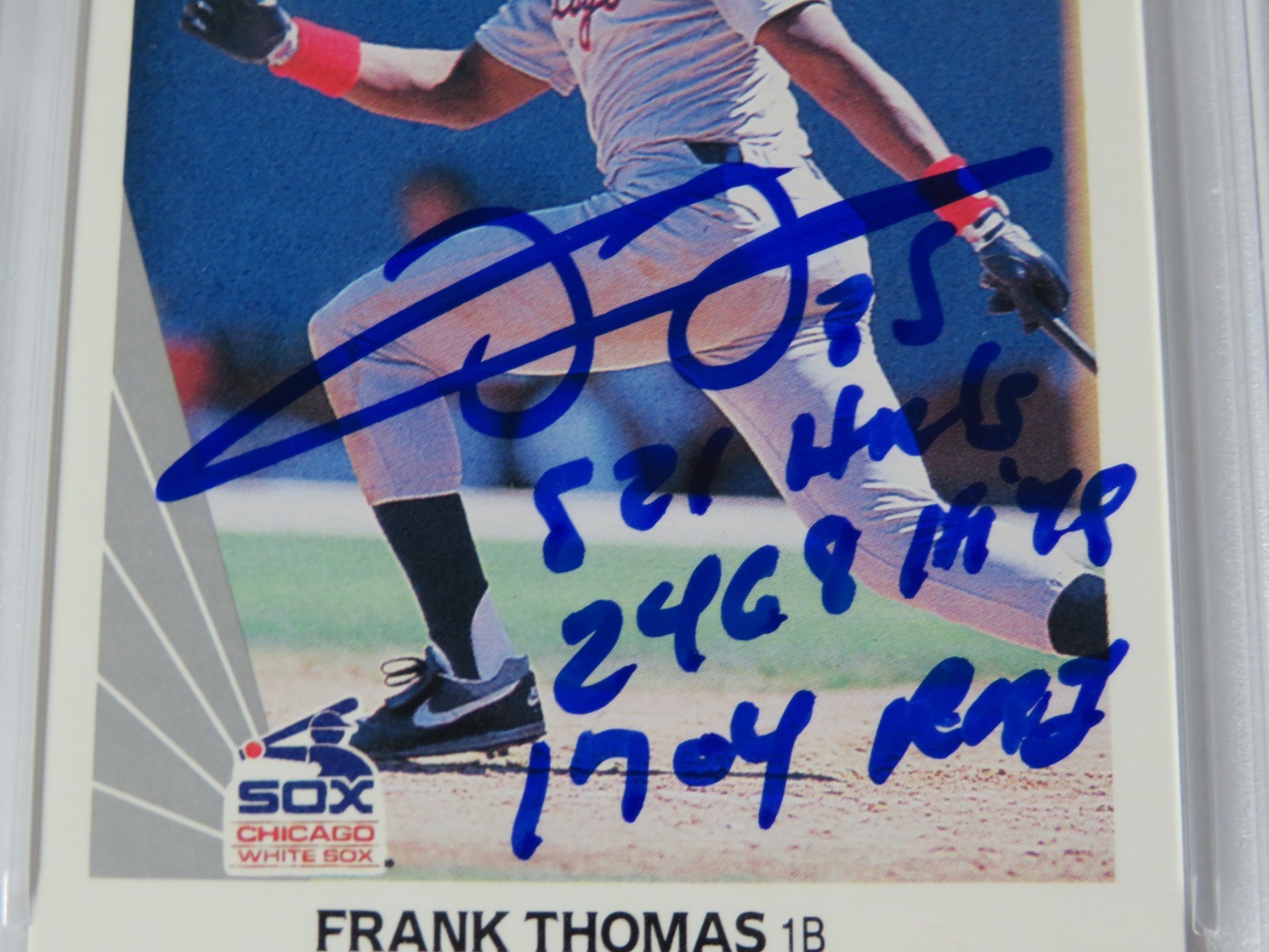 Frank Thomas HOF Signed Autograph 1990 Leaf Rookie Card 300 w/3 insc PSA 10 Auto view 2