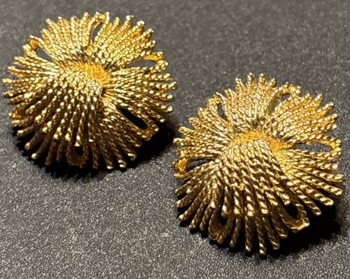 Vintage MONET Cordelia  Earrings Gold Tone 1960s MCM Book Piece Signed
