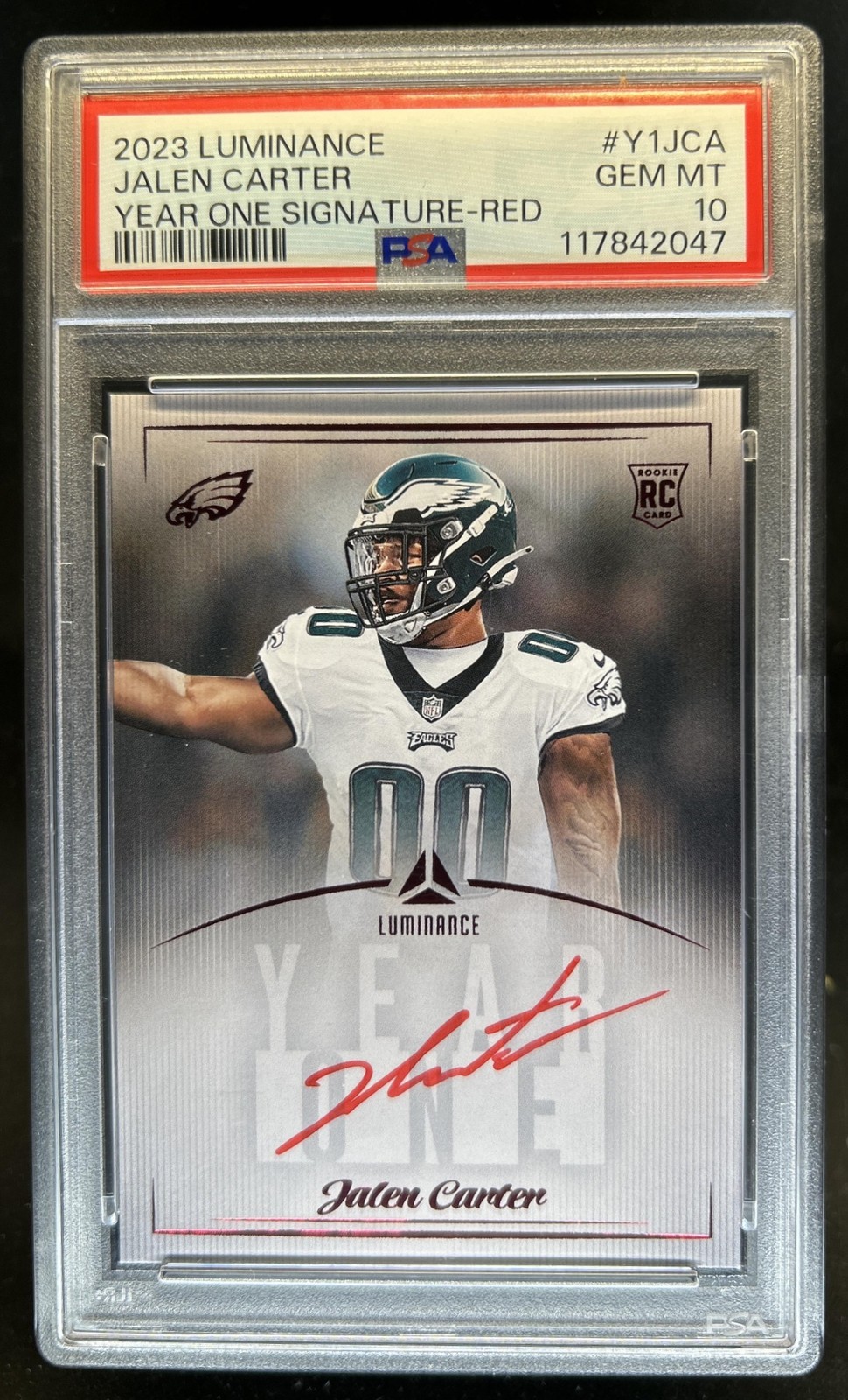 Jalen Carter Panini Luminance Year One Signatures #Y1JCA Red