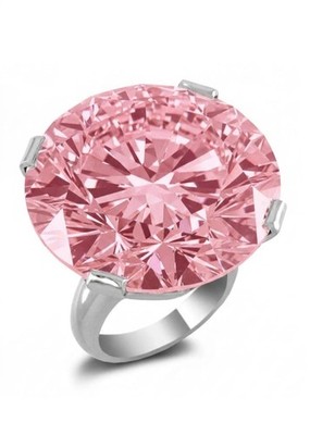 Rare 19 Ct Certified Treated Stunning Pink Diamond Solitaire Ring In 925 Silver
