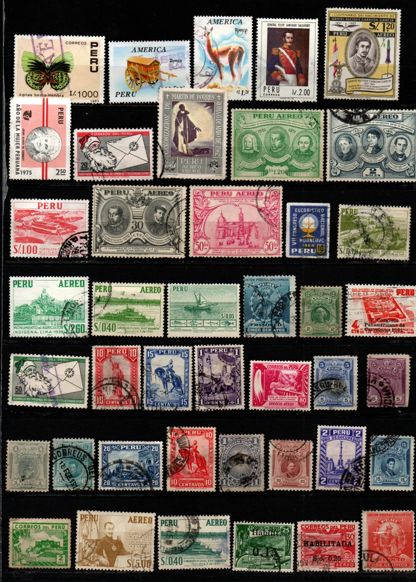 LOT DE 25 TIMBRES PÉROU – Collection Pour Philatélistes – Authentiques Et Intacts