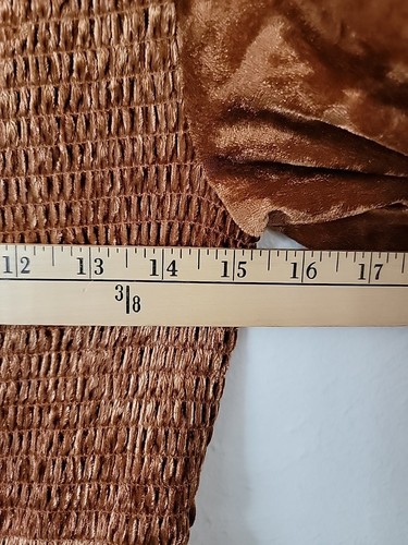 Baltic Born Crushed Velvet Mini Dress Large Smocked Copper Boho $80 - Picture 12 of 16