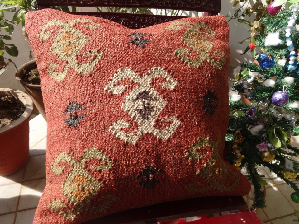 Capa almofada 70% juta 30% lã Kilim tecido à mão alta duração... - Imagem 4 de 4