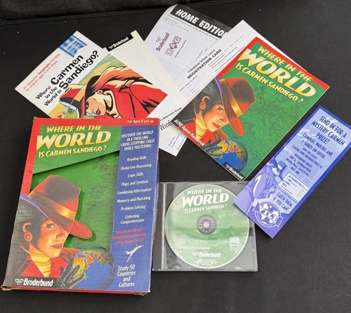 Rare 1998 Where in the World is Carmen Sandiego Spy Game Geography PC CD ROM