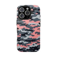 Grey Pink Camo Hunter Camouflage Military Phone Tough Case, Idea Hunting Gift