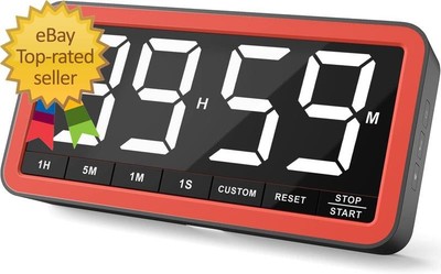 Digital Kitchen Timer with 7.8  Extra Large Display, Magnetic LED, with 3 Bright