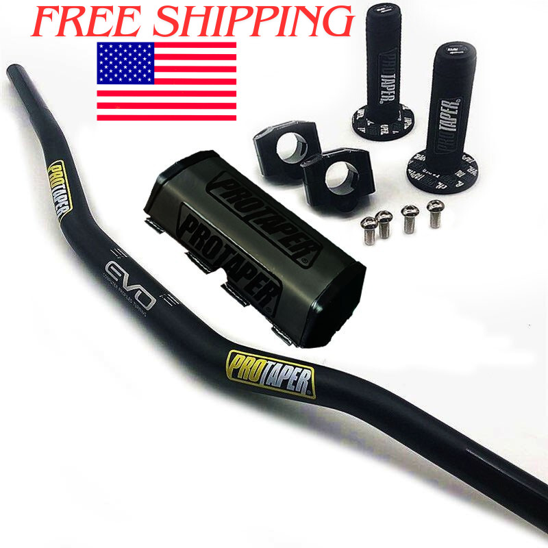 Original "Evo" PRO TAPER Handlebar Fat Bar DIRT BIKE ATV Quad 1 1/8'' GRIPS Pads