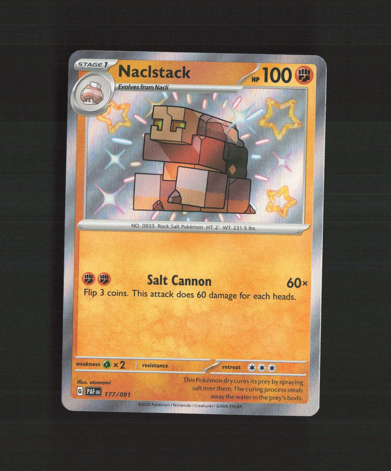 Naclstack 177/091 Paldean Fates Shiny Holo Rare Pokemon Card NM