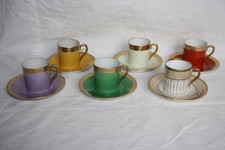 6 Sammeltassen, Espresso/Mokka Tassen mit Untertassen, Zeh Scherzer, Porzellan