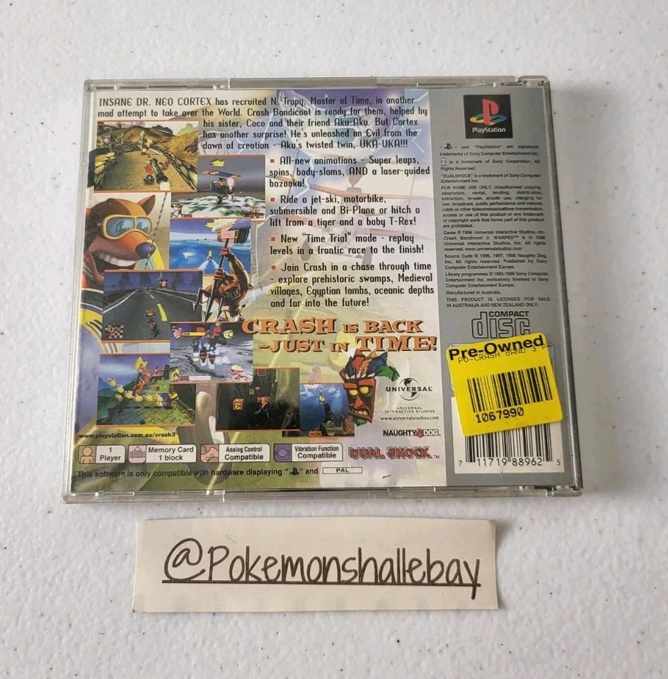 Crash Bandicoot 3 Warped - Sony Playstation 1 (PS1) Game *PAL* - Image 2 of 3