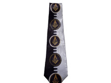 Black White Necktie Square Compass Masonic Blue Lodge Freemason Fraternity NEW