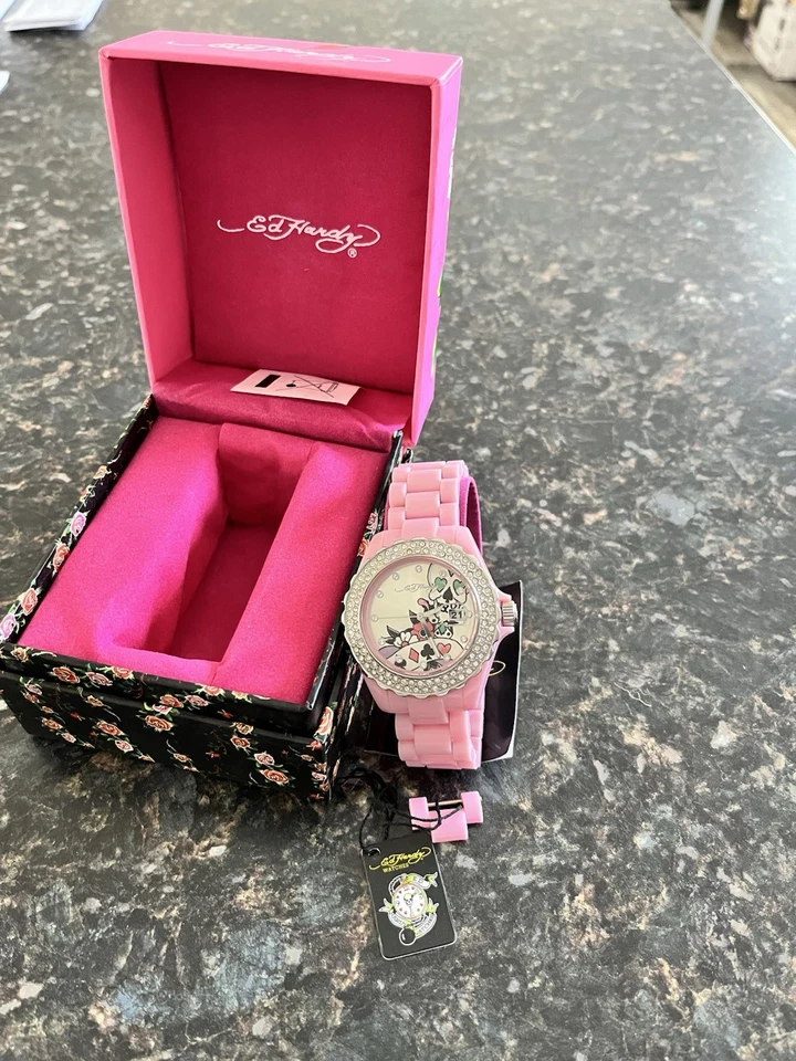 ED HARDY CHRISTIAN AUDIGIER ROXXY-RX-LP JAPAN CRYSTAL PINK WATCH - Image 3 of 4