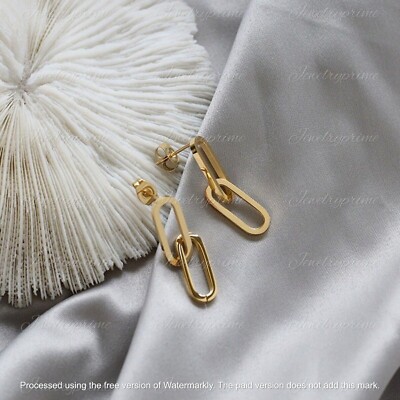 U-Shape Yellow Plated lab created diamond Women's Beauty Drop Dangle Earring