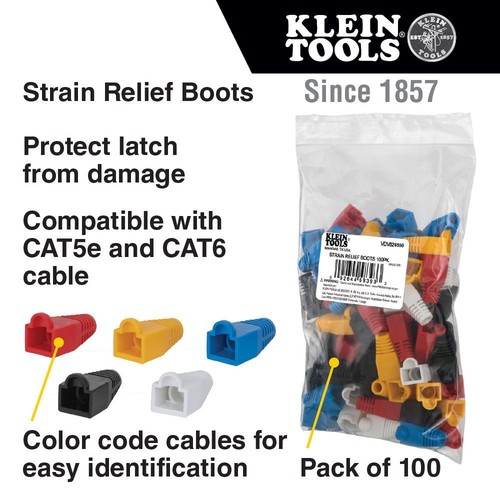 Botas de alivio de tensión Klein Tools VDV824-650 para enchufes de datos RJ45, cable CAT5e/CAT6 - Imagen 2 de 11