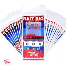 20pks Size 8 Fish WOW! Sabiki Rig w/ 6 Red hooks Mylar Skin Glow bead Piscatore 