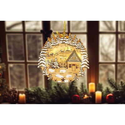 LED Fensterbild Dorfidylle Weihnachtsdeko batteriebetrieben HTI-Living