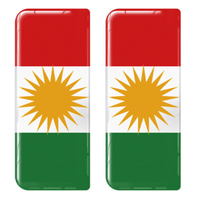 2x Kurdistan Gel gewölbte Abzeichen/Aufkleber 111x45mm