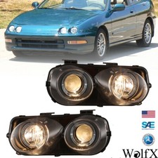 For 1994-1997 Acura Integra Projector Headlights Led Halo Rings Blackclear Lens