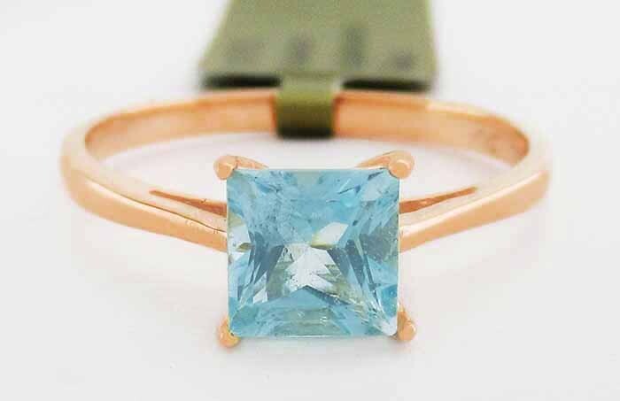 GENUINE 1.10 Cts AQUAMARINE RING 10k ROSE GOLD -Free Certificate Appraisal - NWT
