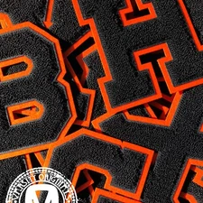Black/Orange 6" Chenille Varsity Letter Patches (A-Z) MADE IN USA