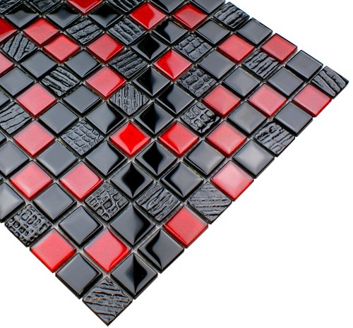 Mosaico in vetro, mosaico nero, tessere di mosaico lucide "VOLCANO FUEGO" - Foto 3 di 5