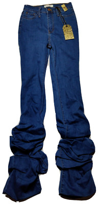 Vibrant MIU Scrunch It Up Women Medium (24''-28'' Waist) Blue Jeans Made USA NEW