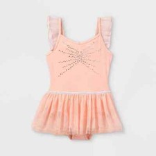 Girls' Dancewear Cami Flutter Sleeve Tulle Skirted Bling Leotard Pink S 6/6X 