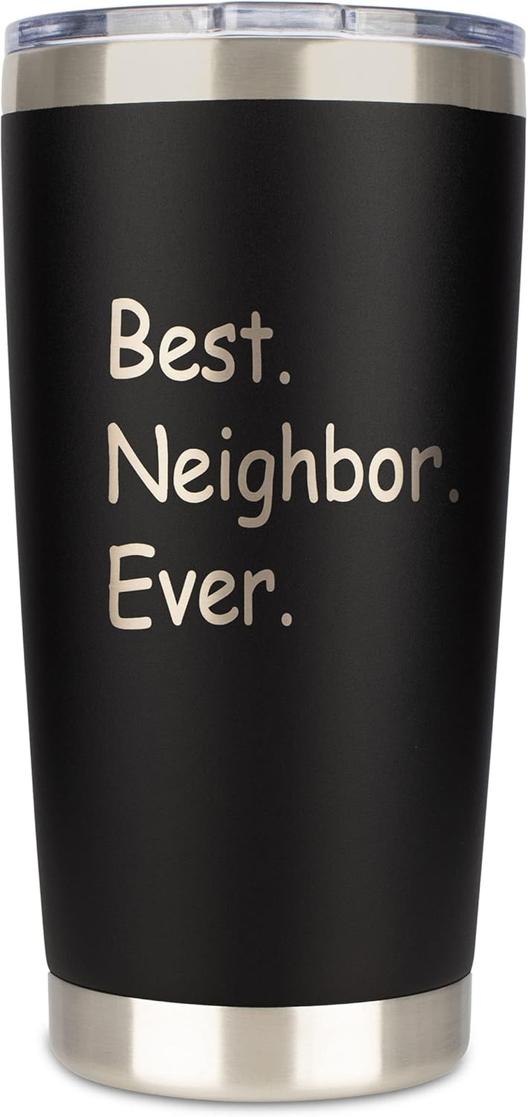 Neighbor Gifts | Laser Engraved Stainless Steel Travel Tumbler with Lid and 2 St