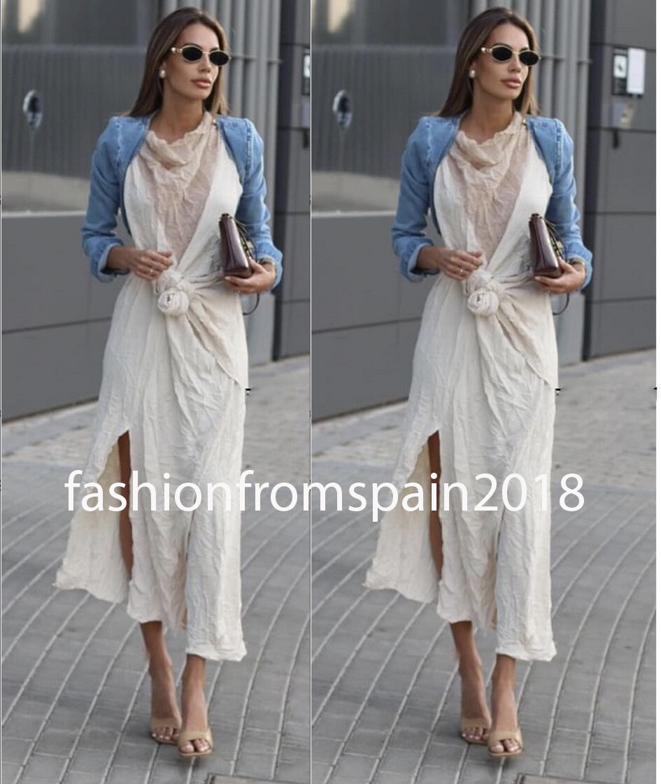 ZARA NEW WOMAN WRINKLED CREASED MIDI DRESS ASYMMETRIC HEM ZARA NEW WOMAN WRINKLED CREASED MIDI DRESS ASYMMETRIC HEM