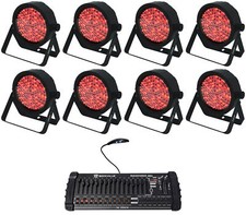  8 Chauvet DJ SLIMPAR 56 ILS DMX RGB LED Par Wash Up-Lights DMX Controller