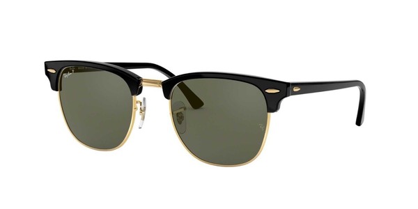 Ray-Ban Clubmaster Gafas de Sol para Hombres - Brillo Negra
