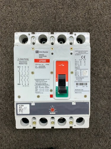 EATON MARTELLO TAGLIERINA JGE4225FAG 4 poli 225A J250E interruttore JGE4250NN TEST - Foto 1 di 5