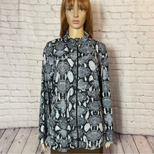 Chico's Snake Print Full Zip Stretch Long Sleeve Jacket Size 3 US XL