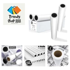 Plotter Paper 24 x 150, CAD Paper Rolls, 20 lb. Bond Paper on 2" Core for CAD...