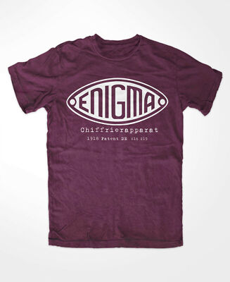Enigma T-Shirt Burgund Rotor Schlüsselmaschine Nachrichtenverkehr U-Boot Logo