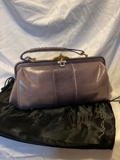 Light Purple Via Spiga Leather Frame Clutch With Gold Accent W/ Dust Bag D205