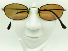 Vintage Calvin Klein 337 Tortoise Gold Metal Oval Sunglasses Japan FRAMES ONLY