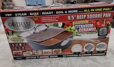Gotham Steel All In One. 9.5" Deep Square Pan.  Non Stick. 4 Pc. New In Box.